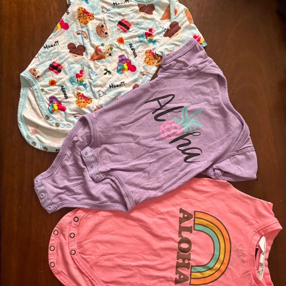 Set of Three Baby Onesies with Hawaii inspired Prints